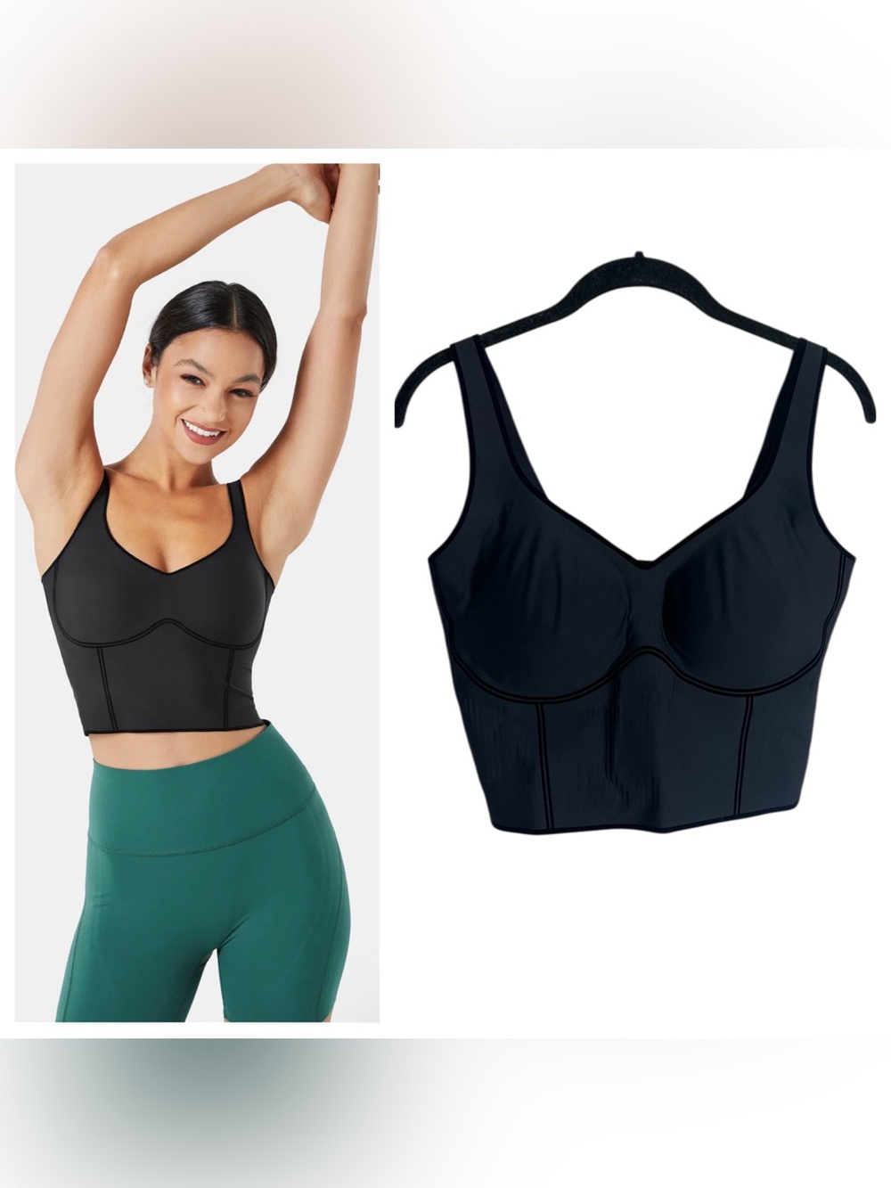 New Fanka body sculpt bra tank short black longline sz XL light support A-D